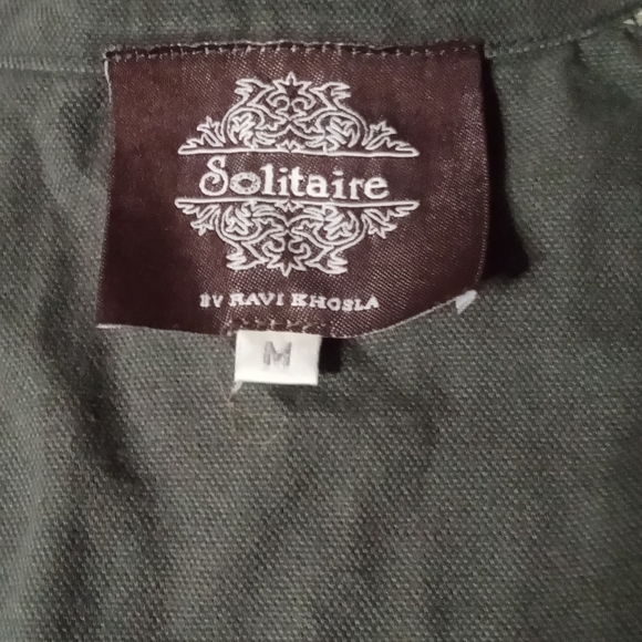 Anthropologie Solitaire Moss Green Utility Military Style Zip Up Jacket Medium - Picture 6 of 7